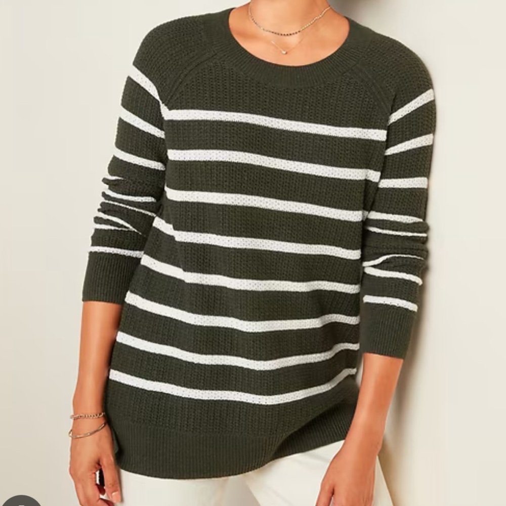 old navy Striped Green and White Women's Sweater